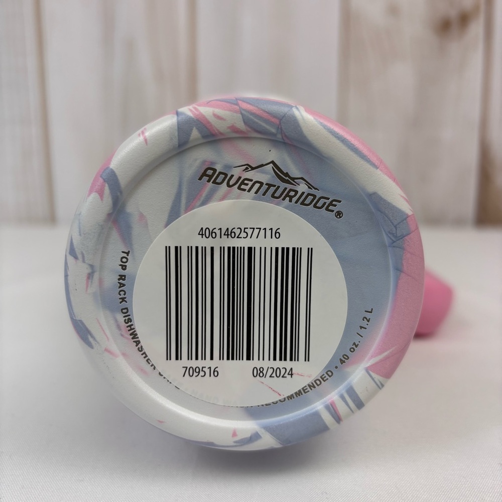 Adventuridge Travel Mug with Handle Twist Lid Straw Pink White Swirl Size 40 Oz - Picture 3 of 9